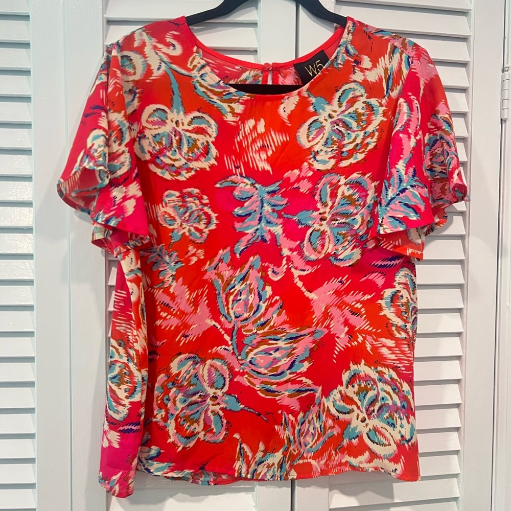 W2 Summer Blouse Short Sleeve Womens large